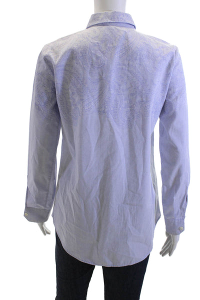 Etro Mens Paisley Print Collared Long Sleeve Button-Down Shirt Purple Size 40
