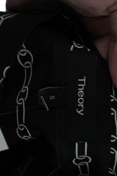 Theory Mens Point Collar Silk Button Up Long Sleeve Black Size S