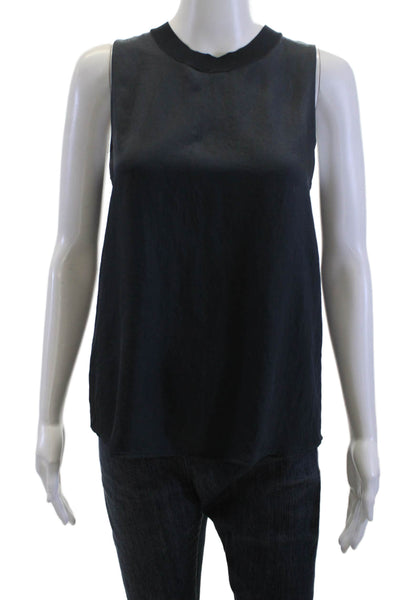 Vince Womens Basic Black Sleeveless Tank Crew Neck Triacetate Size S