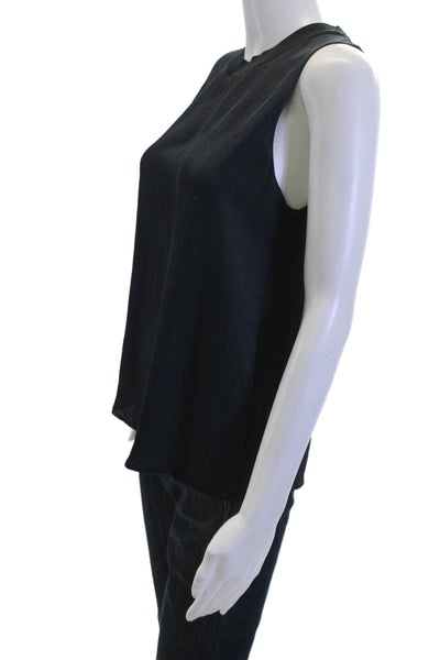 Vince Womens Basic Black Sleeveless Tank Crew Neck Triacetate Size S