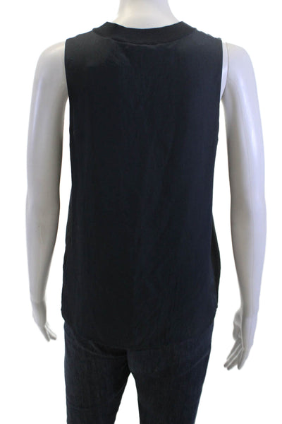 Vince Womens Basic Black Sleeveless Tank Crew Neck Triacetate Size S