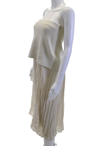 Zara Womens Bohemian Midi Dress Beige Sleeveless Zip Size XS