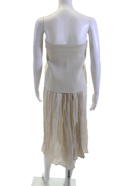 Zara Womens Bohemian Midi Dress Beige Sleeveless Zip Size XS