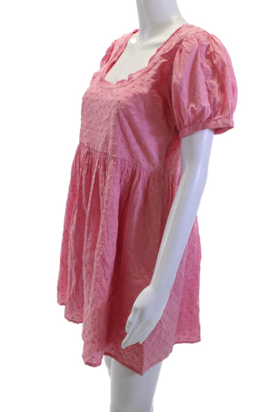 Love Shack Fancy Women Fit & Flare Mini Pink Polka Dot Dress Size 4