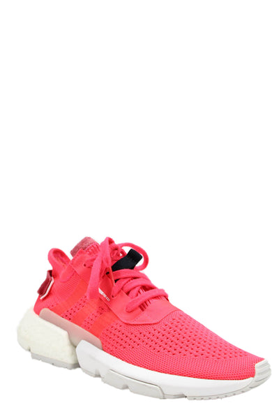 Adidas Womens Lace Up Knit Low Top Running Sneakers Pink White Size 8.5
