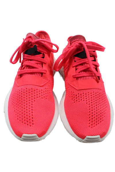 Adidas Womens Lace Up Knit Low Top Running Sneakers Pink White Size 8.5