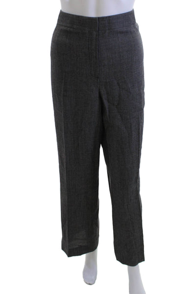 Lafayette 148 NY Womens Dress Pants Dark Gray Herringbone Wool Size 12