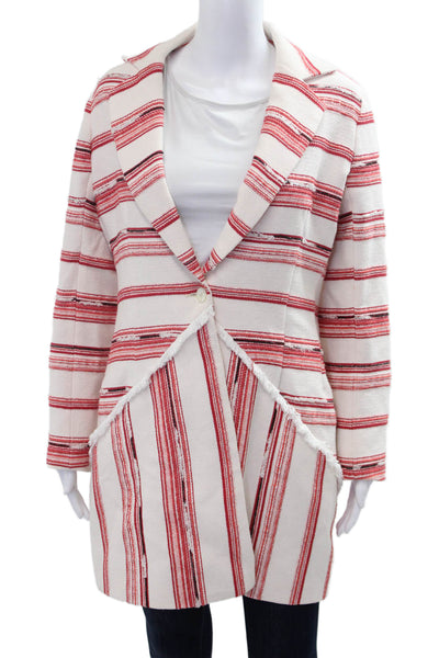 Paper Crown Womens Beige Striped Button Blazer Longsleeve Bohemian Size XS