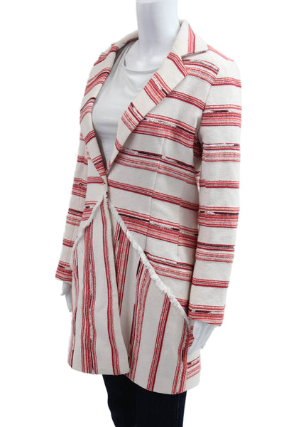 Paper Crown Womens Beige Striped Button Blazer Longsleeve Bohemian Size XS