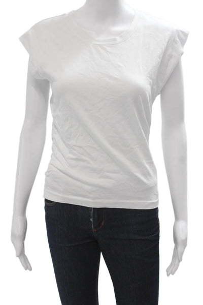 Madewell Women Basic Sleeveless T-Shirt White Crew Neck Cotton Lyocell Size S