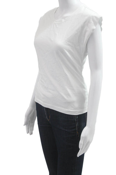 Madewell Women Basic Sleeveless T-Shirt White Crew Neck Cotton Lyocell Size S