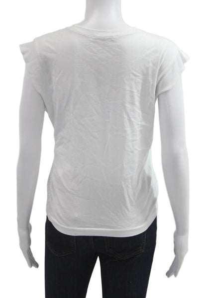 Madewell Women Basic Sleeveless T-Shirt White Crew Neck Cotton Lyocell Size S