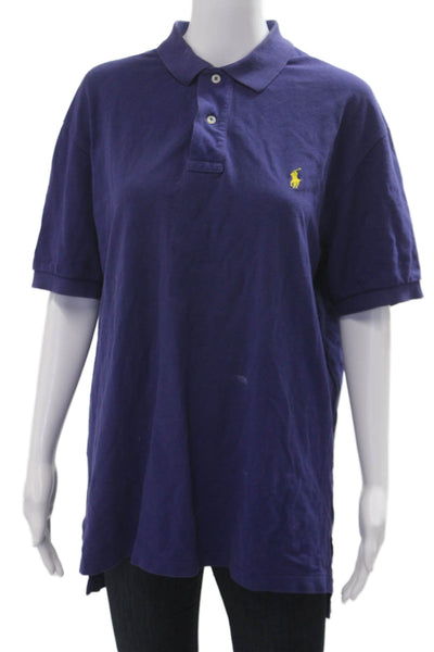 Polo Ralph Lauren Mens Button-Down Polo Dark Blue Cotton Short Sleeve Size L