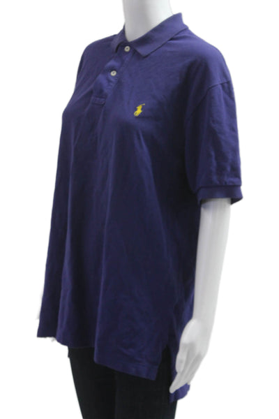 Polo Ralph Lauren Mens Button-Down Polo Dark Blue Cotton Short Sleeve Size L