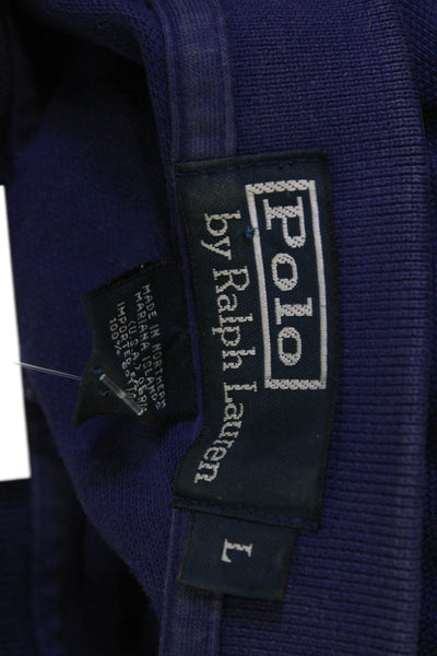 Polo Ralph Lauren Mens Button-Down Polo Dark Blue Cotton Short Sleeve Size L