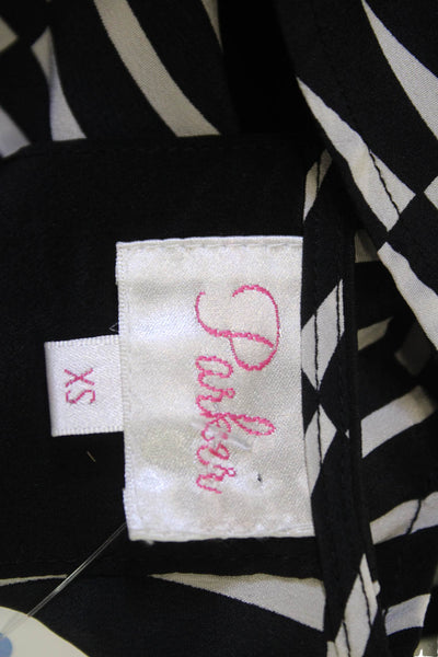 Parker Women Silk Geometric Round Neck Tank Black Size XS