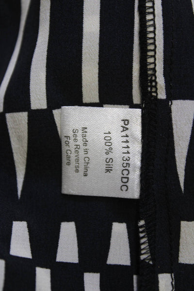 Parker Women Silk Geometric Round Neck Tank Black Size XS