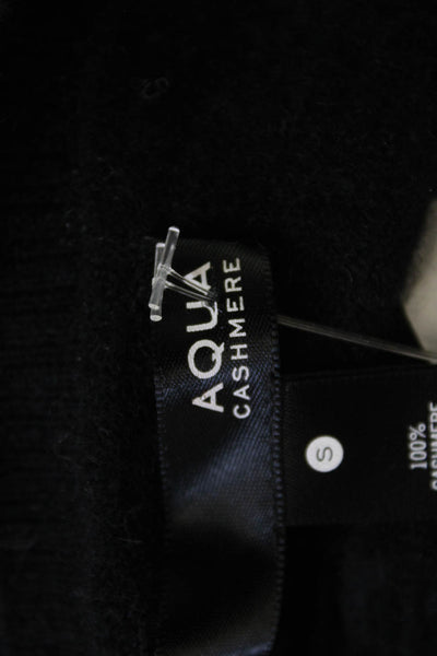 Aqua Women Black 100% Cashmere Pullover Sweater Round Neck Long Sleeve Size S