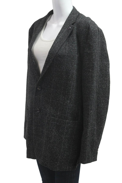 Ted Baker London Mens Dark Gray Check Blazer Button Long Sleeve Wool Size 6