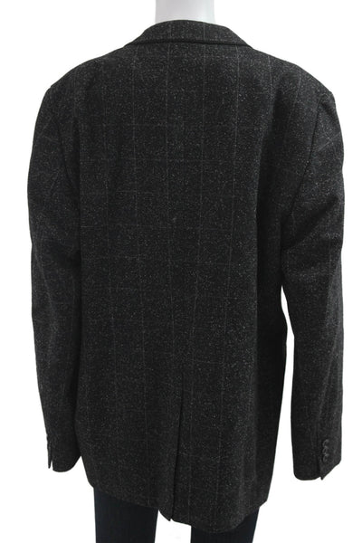 Ted Baker London Mens Dark Gray Check Blazer Button Long Sleeve Wool Size 6