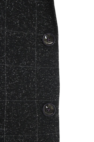 Ted Baker London Mens Dark Gray Check Blazer Button Long Sleeve Wool Size 6