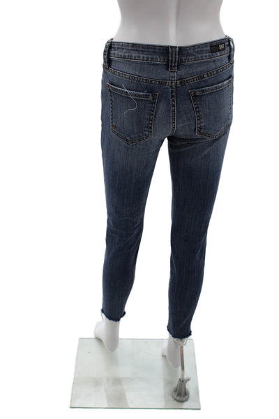 KUT from the Kloth Women Skinny Ankle Jeans Dark Blue Mid Rise Button Size 2