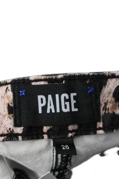 Paige Womens Ankle Jeggings Beige Animal Print Mid Rise Button Size 26