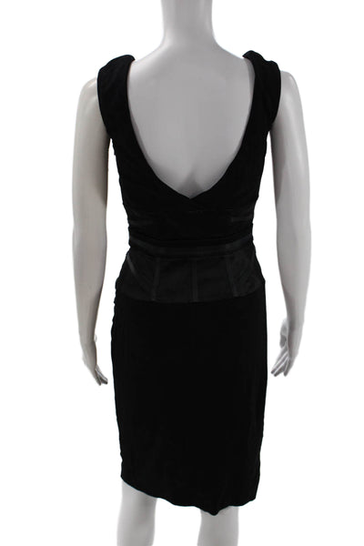 Karen Millen Women Bodycon Pencil Dress Black Sleeveless Buckle Size 6