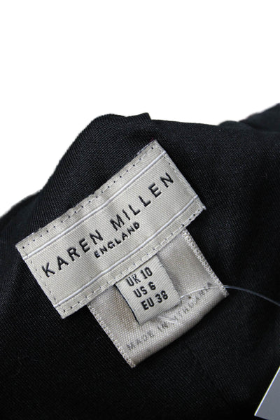 Karen Millen Women Bodycon Pencil Dress Black Sleeveless Buckle Size 6