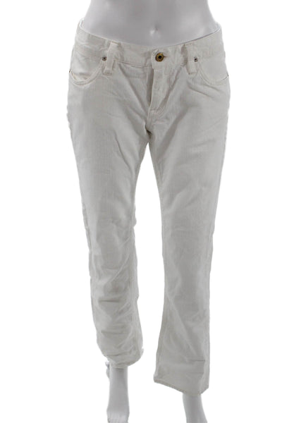 Ralph Lauren Blue Label Womens Boyfriend Jeans White Cotton Button Size 28