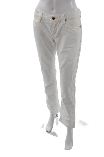 Ralph Lauren Blue Label Womens Boyfriend Jeans White Cotton Button Size 28