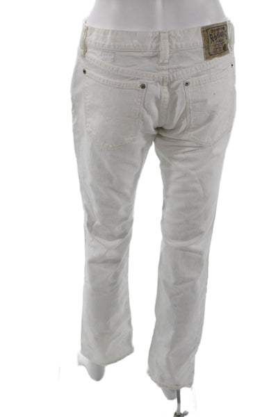 Ralph Lauren Blue Label Womens Boyfriend Jeans White Cotton Button Size 28