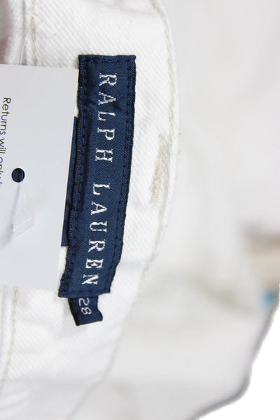 Ralph Lauren Blue Label Womens Boyfriend Jeans White Cotton Button Size 28