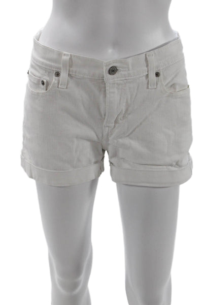 Levis Unisex White Button Front Solid Cotton Beach Shorts Size 6