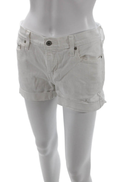 Levis Unisex White Button Front Solid Cotton Beach Shorts Size 6