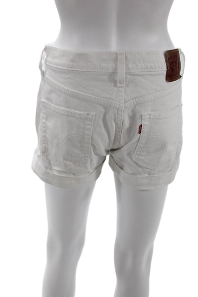 Levis Unisex White Button Front Solid Cotton Beach Shorts Size 6