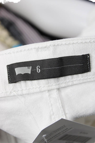 Levis Unisex White Button Front Solid Cotton Beach Shorts Size 6