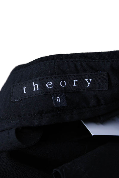 Theory Womens Black Ankle Cropped Dress Pants Button Closure Size 0