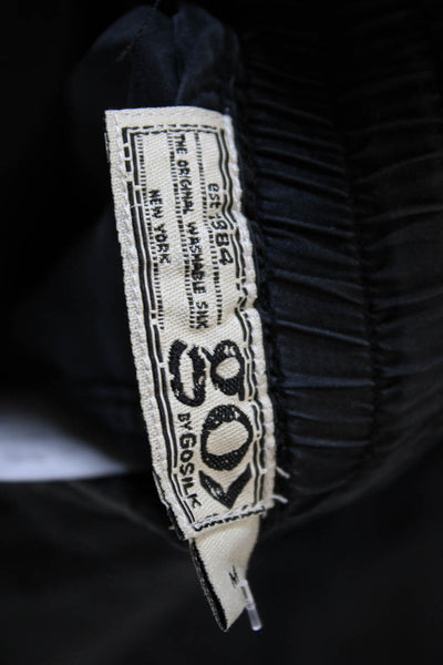 Go By GoSilk Women Cropped Jogger Pants Black Silk Drawstring Size M