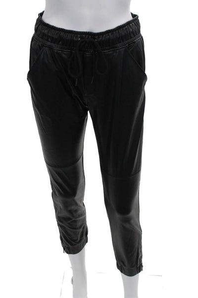 David Lerner Womens Cropped Jogger Pants Black Drawstring Size XS