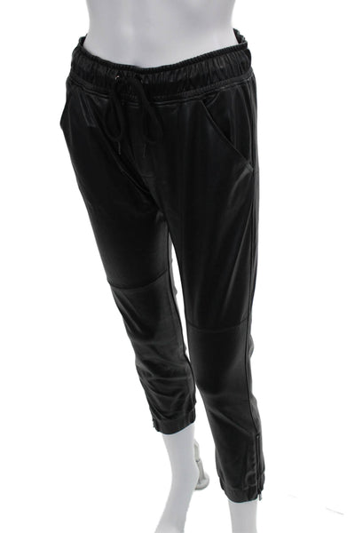 David Lerner Womens Cropped Jogger Pants Black Drawstring Size XS