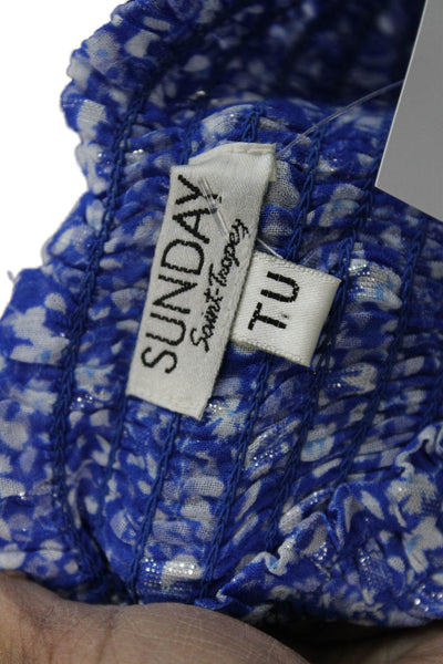 Sunday Womens Blue Floral Viscose Peasant Pettiskirt Short Size 24