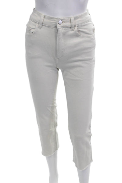 DL1961 Women Ankle Cropped White Jeans Petite Size 24