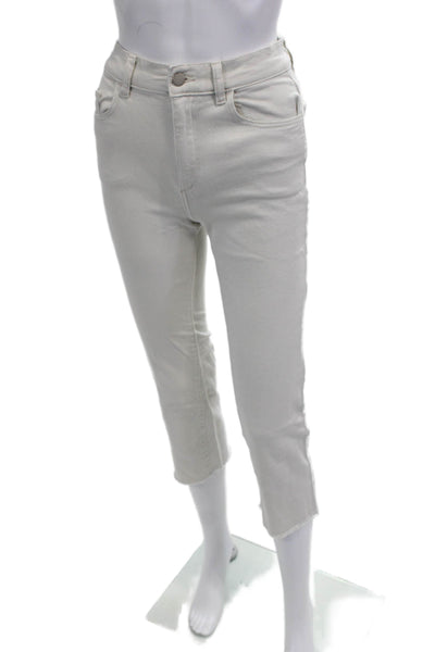 DL1961 Women Ankle Cropped White Jeans Petite Size 24