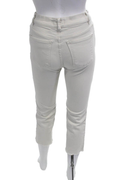 DL1961 Women Ankle Cropped White Jeans Petite Size 24
