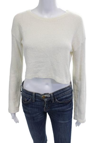 Zara Women 90s Pullover Sweater Beige Crew Neck Button Long Sleeve Size S