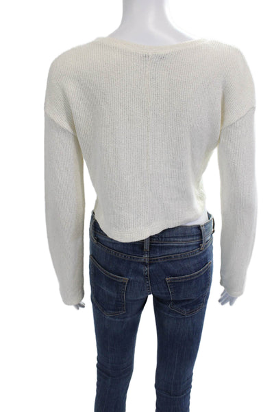 Zara Women 90s Pullover Sweater Beige Crew Neck Button Long Sleeve Size S