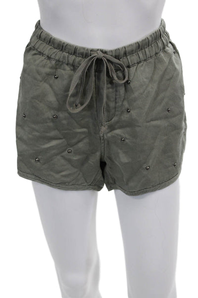 Rails Unisex Sweat Shorts Green Drawstring Tencel Linen Army Size M