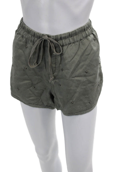 Rails Unisex Sweat Shorts Green Drawstring Tencel Linen Army Size M
