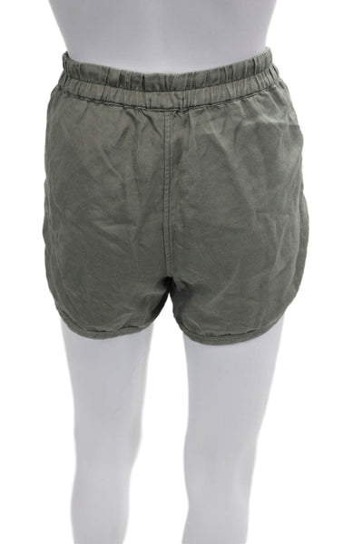 Rails Unisex Sweat Shorts Green Drawstring Tencel Linen Army Size M
